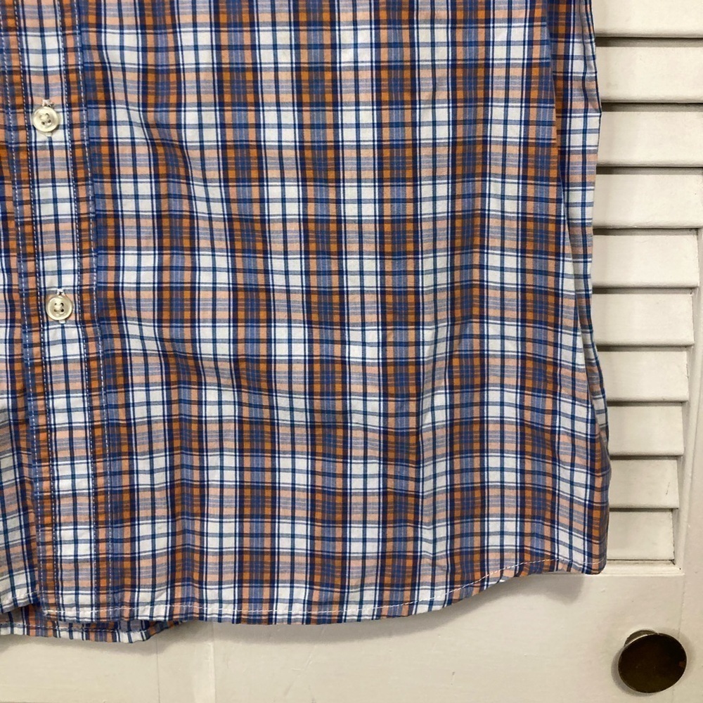 Mens Chaps Blue And Orange Plaid Button Down Shirt Size Medium - Picture 5 of 9